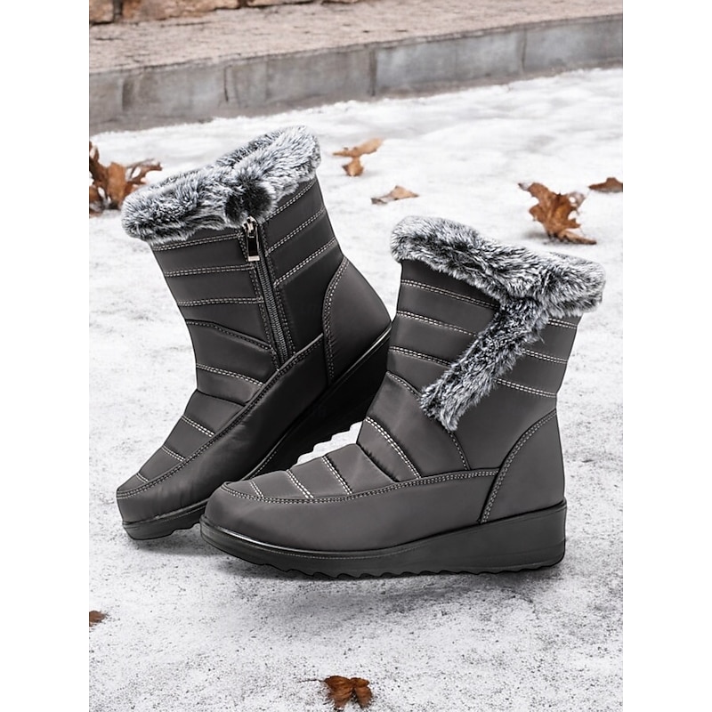 Stivali Da Neve Imbotti In Pelliccia Per Donna, Con Suola - Foto 4