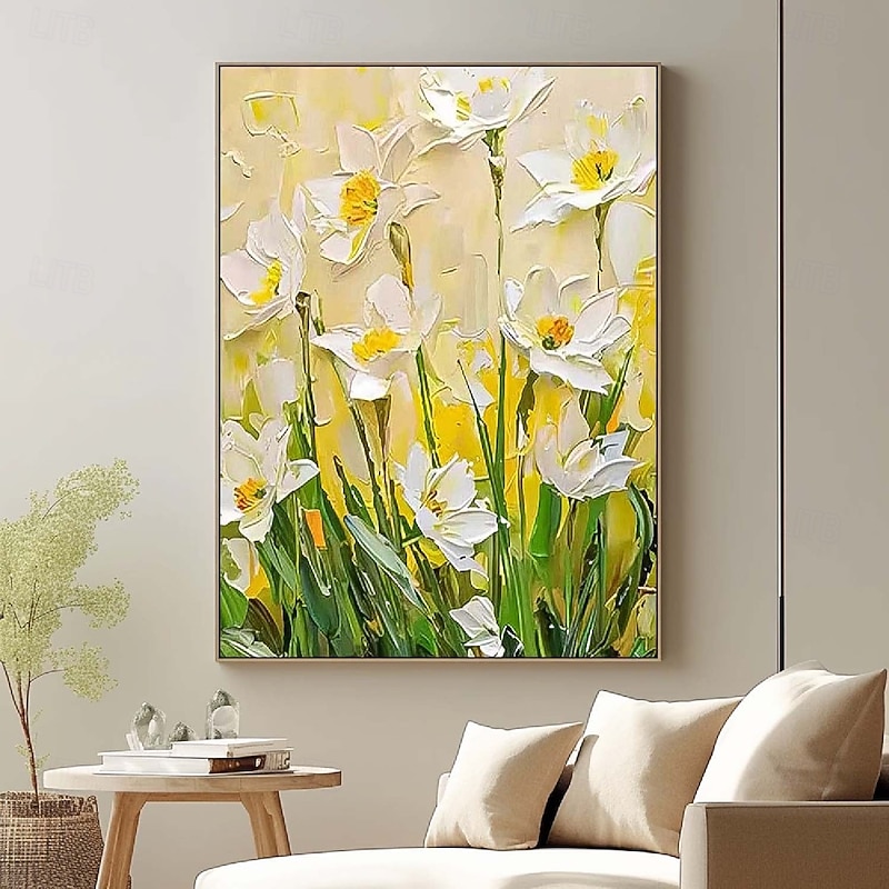 2026年 大きな花の風景油絵 キャンバス パステルカラーの花の絵 春の花