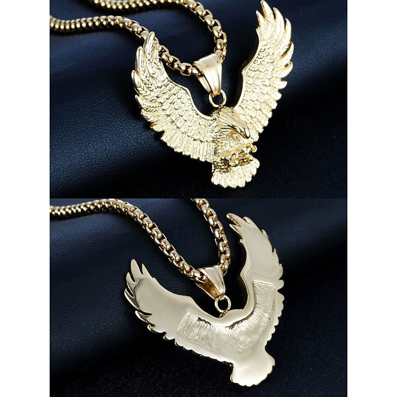 Ciondolo a forma di aquila in argento sterling per uomo, ciondolo a medaglione alato - Italia