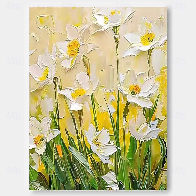 2026年 大きな花の風景油絵 キャンバス パステルカラーの花の絵 春の花
