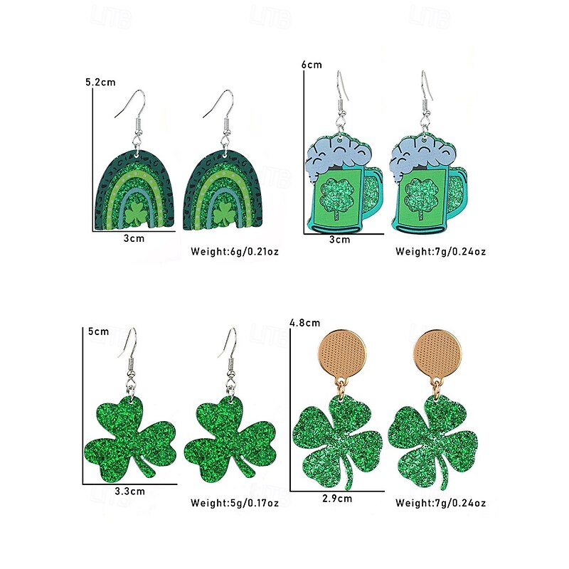 orecchini con cappello glitterato verde per il giorno di San Patrizio – design a trifoglio, divertenti gioielli festivi per le donne, perfetti per le celebrazioni irlandesi e le feste di Natale del