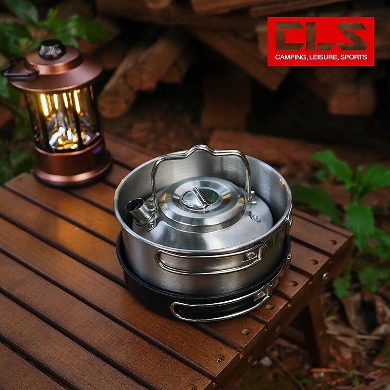 backpacking mini teapot Alocs Camping Kettle - 1.1L Camp Kettle - Portable Camping Tea Kettle 14.0014.0013.10cm/5.505.505.15in Volume Backpacking Cookware: Making It All