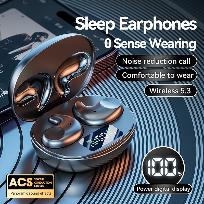 Eleror Slaap-oordopjes Z1 - Draadloze Bluetooth-oordopjes Voor Kleine Oorkanalen, Klein Formaat, Mini Onzichtbare Half In-ear Oortelefoon, Lichtgewicht Voor Comfortabele Pasvorm (Naakt