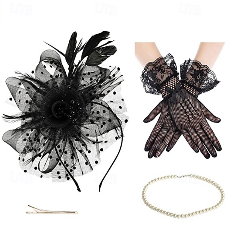 5292 1950s Vintage Fascinator Hat Faux Feather Mesh Net Cocktail Tea Vintage Fascinator Hat Women main image 4