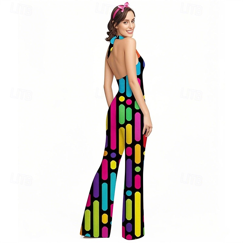 Retro Antiguo Años 70 Genial Pantalones acampanados Mono Hippie