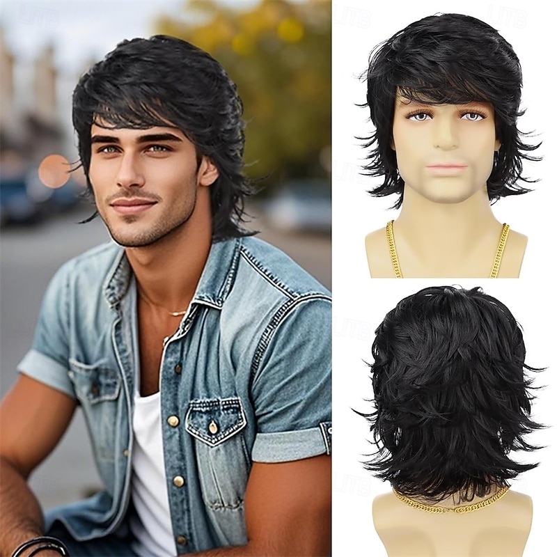 Qinbiar Kurze Orange Herren-Perücke – Flauschig, Natürlich & Hitzebeständig Für Halloween & Cosplay