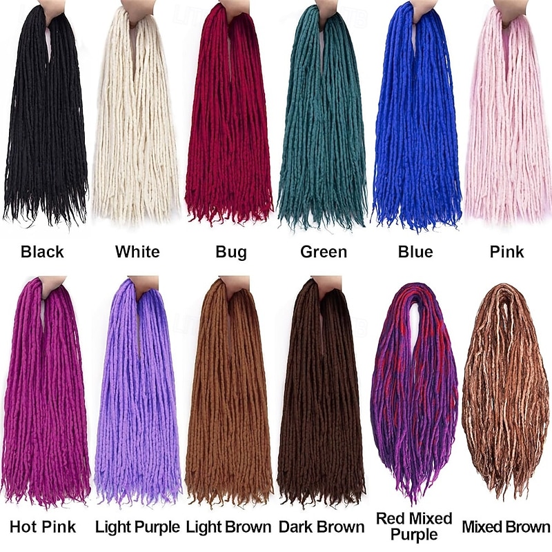 22 Zoll Double Ended Dreadlock Extensions – 10 Stränge/Pack, Handgemacht, Synthetisch, In P/Lila