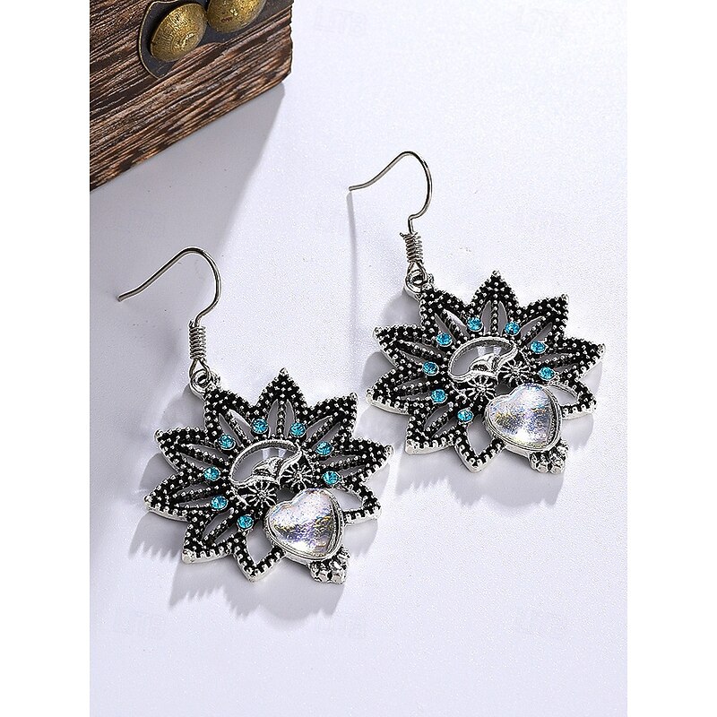 Orecchini Lunghi Fatti A Mano In Stile Boho – Pendenti Con Turchese, Placcati Argento, Anallergici, Regalo Donna