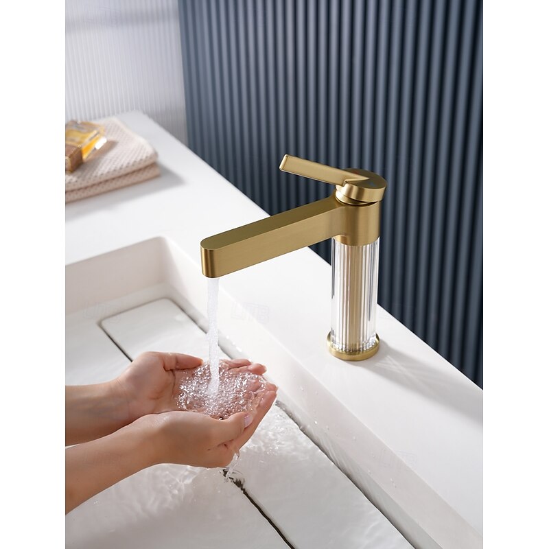 QFN Rubinetto Bagno Quadrato In Nichel Spazzolato – 3 Fori, 8 Pollici, Con Scarico In Metallo E Tubi PEX, Maniglie Piatte, Certificato CUPC, Per Lavello