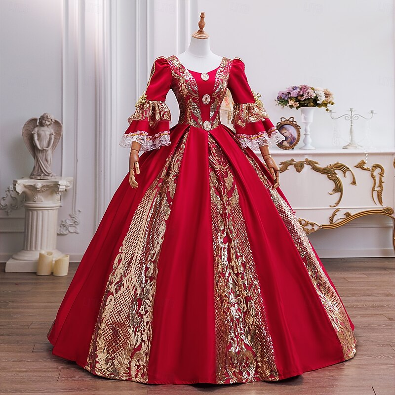 Vintage Rococo Renaissance Maxi Dress Normal Juliet Sleeve