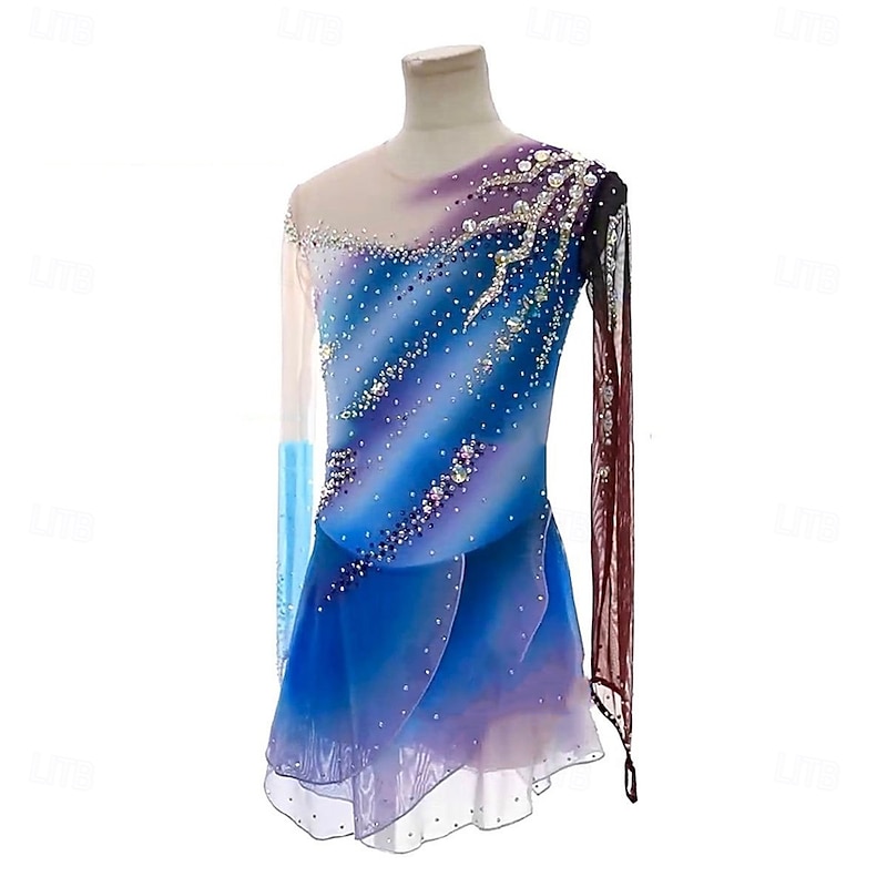 Figure Skating Dress Women's Girls' Ice Skating Dress Blue Open Back Asymmetric Hem Mesh High Elasticity Training Competition Skating Wear Classic Crystal / Rhinestone Long Sleeve Ice Skating Figure 2026 - $293.19 Figure Skating Dress Women's Girls' Ice Skating Dress Blue Open Back Asymmetric Hem Mesh High Elasticity Training Competition Skating Wear Classic Crystal / Rhinestone Long Sleeve Ice Skating Figure 2026 - $293.19