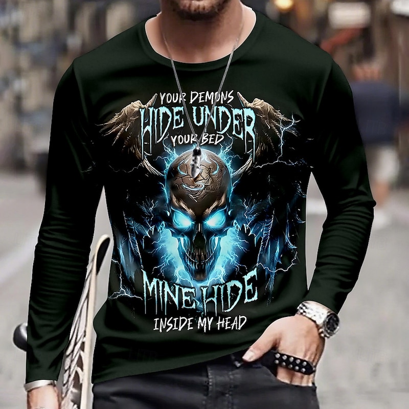 Homens Caveiras Esqueleto Camiseta Manga Longa Camiseta Impressão