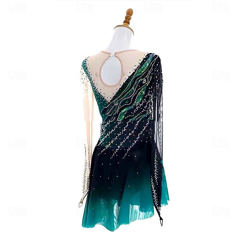 green emerald velvet dress Lime Green Ombre Competition Skating Dress Crystal Design BSU12062.LG –  Boutique Step Up