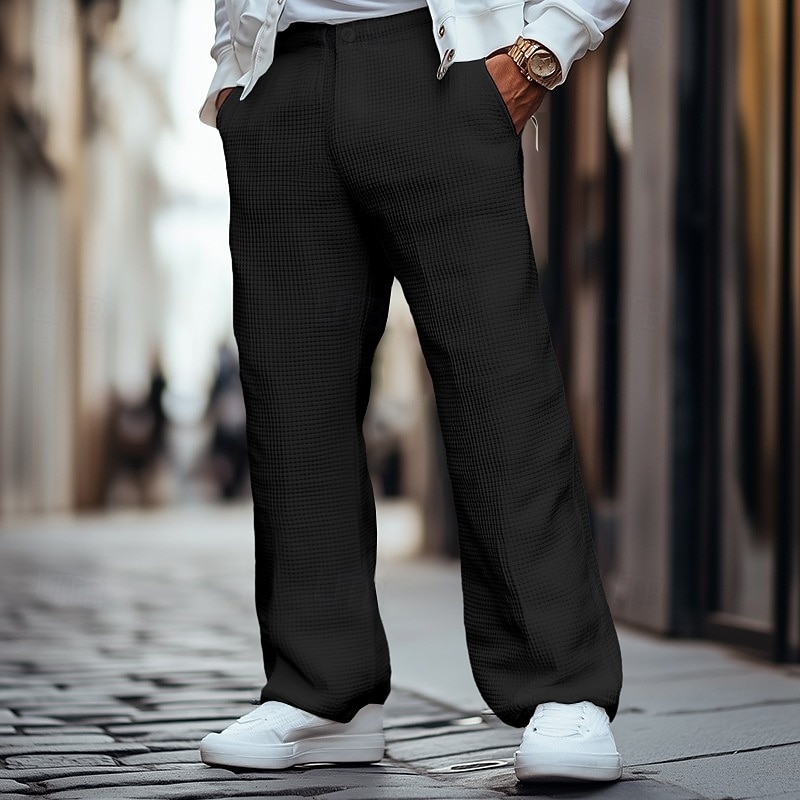 loose dress pants for men Men's Trousers Dress Pants Slacks Baggy Pants Suit Pants Front Pocket  Straight Leg Plain Comfort Breathable Full Length Wedding Business Daily  Fashion Streetwear Black White Inelastic 2026