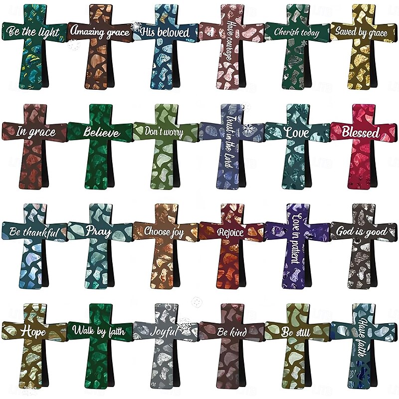 Segnalibri Magnetici Cristiani A Croce | 12 Pezzi Con Versetti Biblici E Dettagli Floreali | Regalo Per Lettura, Studio E Devozione