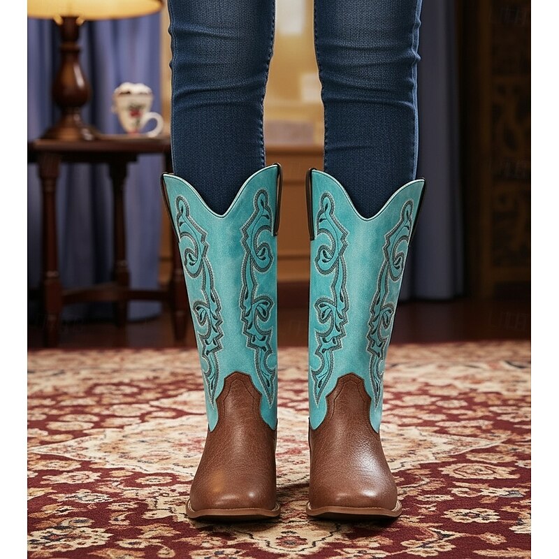 ターコイズブルー✖️ダークブラウン　　ウェスタンブーツ 3939さん専用 アメリカ製 ウエスタンブーツ ブラウン/ターコイズ