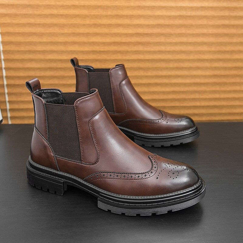 Stivali Chelsea Da Uomo Scarpe Da Uomo Con Tacco Basso - Foto 5