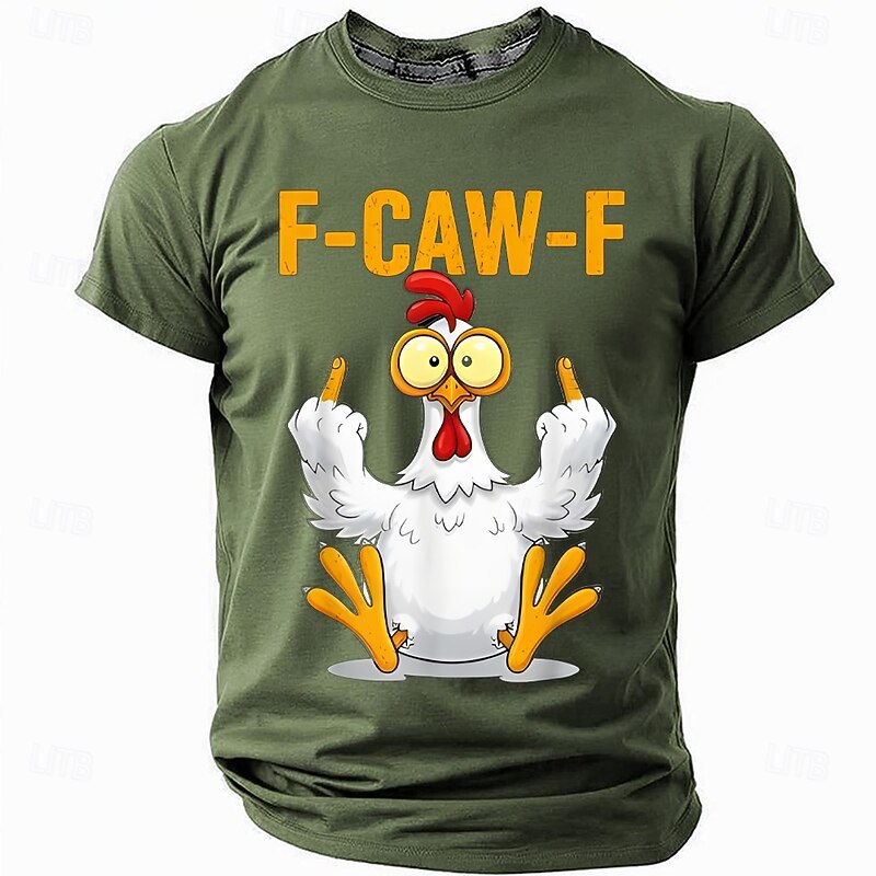 F-CAW-F Lustiges Huhn T-Shirt Herren - Humor Shirt Mit Scream Huhn Design, Regular Fit