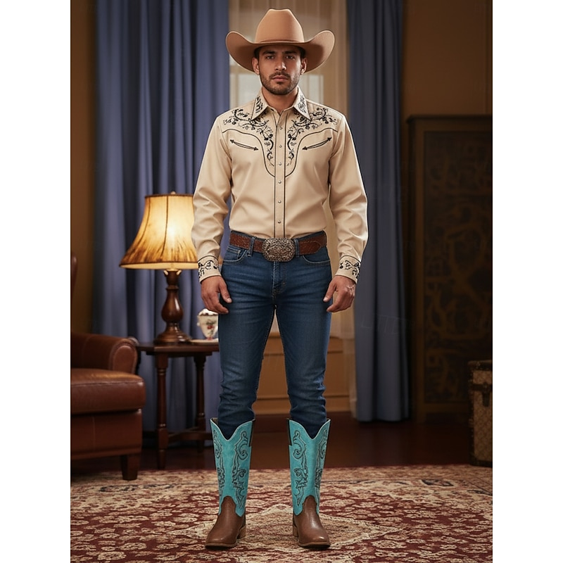 ターコイズブルー✖️ダークブラウン　　ウェスタンブーツ 3939さん専用 アメリカ製 ウエスタンブーツ ブラウン/ターコイズ