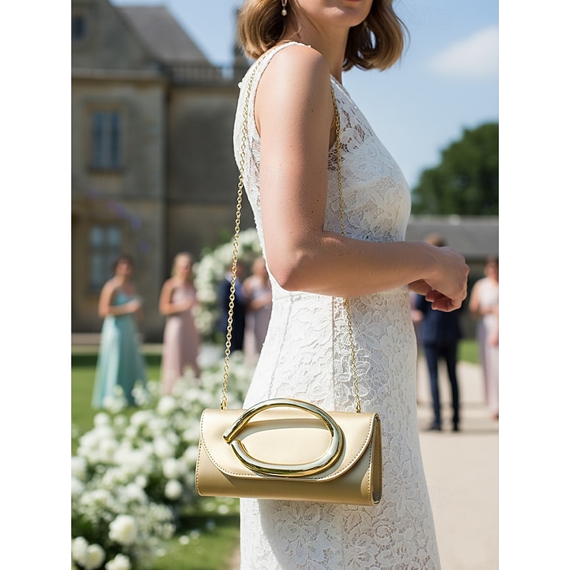 Damen Clutch Handtasche Abendtasche Kunstwildleder Mit Kette - Für Hochzeit & Feiern