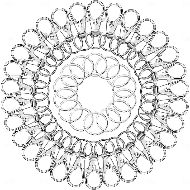 50 Mousquetons Pivotants Anneau D – Porte-Clés Rotatif 360° Pour Clés, Sacs, Bijoux Et Bricolage