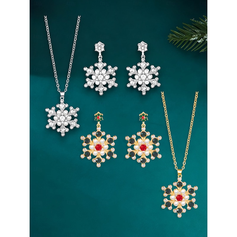 Collier Noel Perle Bonhomme De Cristal Bijoux Pour Femmes Filles