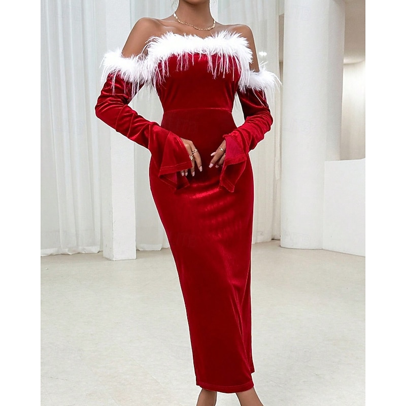Langes Kleid Für Damen, Elegant, Weihnachten 2024, Überkleid