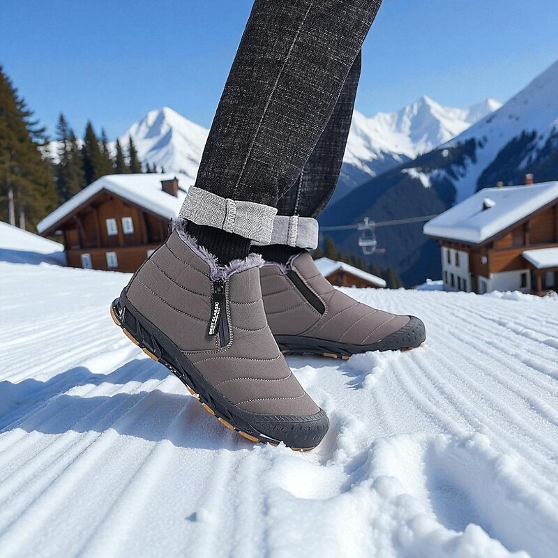 POIOZXD Heren Orthopedische Sneeuwlaarzen – Waterdicht, Antislip, Met Fleece En Bont Gevoerd – Ritssluiting Zijkant – Winterlaarzen Voor Sneeuw En Kou