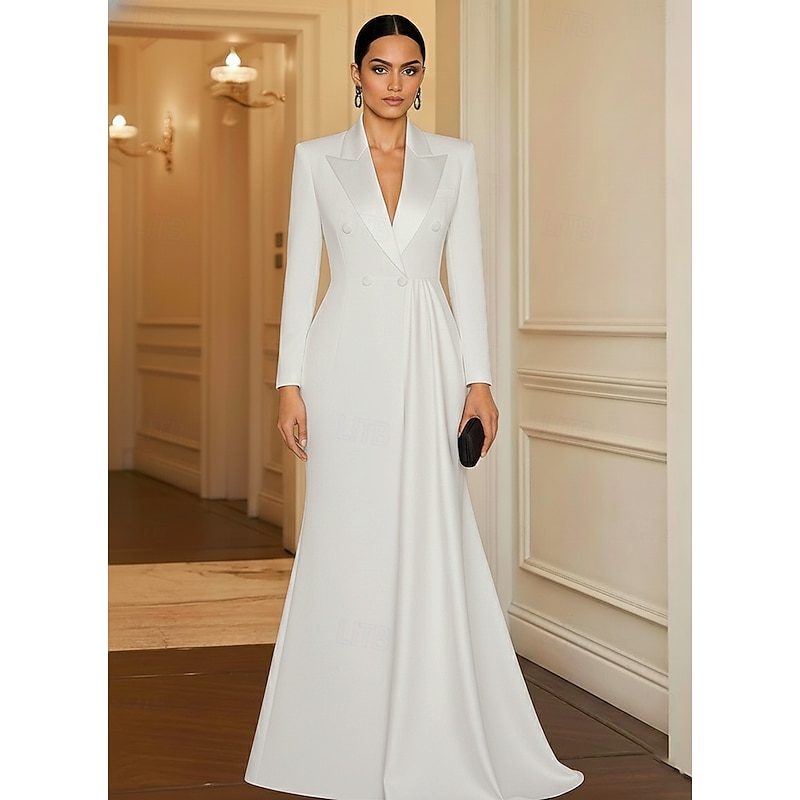 white tuxedo dress Rag & Bone Femi Wool Tux in Crepe Tuxedo Sheath Dress |