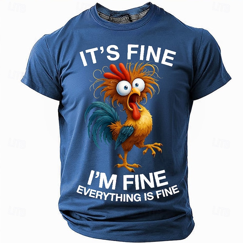 Men's Rooster Funny Slang T Shirt Short Sleeve T shirt 3D Print