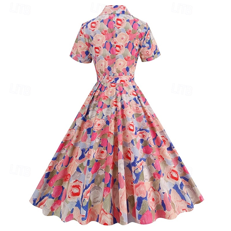 Rockabilly Midi A Line Dress Short Sleeves Fit & Flare Fancy Dress Women's  Carnival Valentine's Day Casual Homecoming Retro Theme Party Adults' Dress  Spring 2026 - $74.99