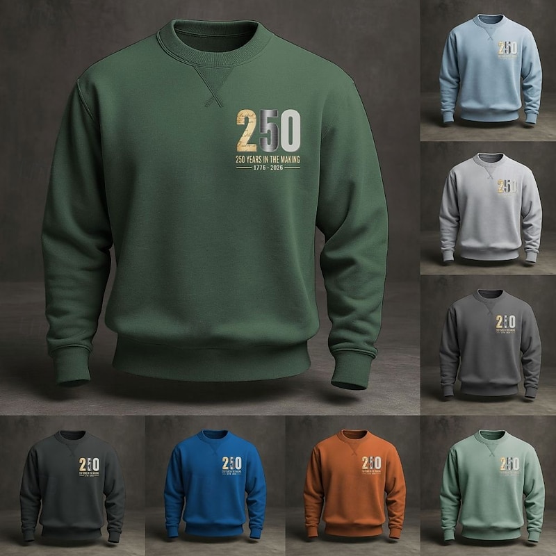 2026年 アメリカ建国250周年 男性用 スウェットシャツ クルーネック