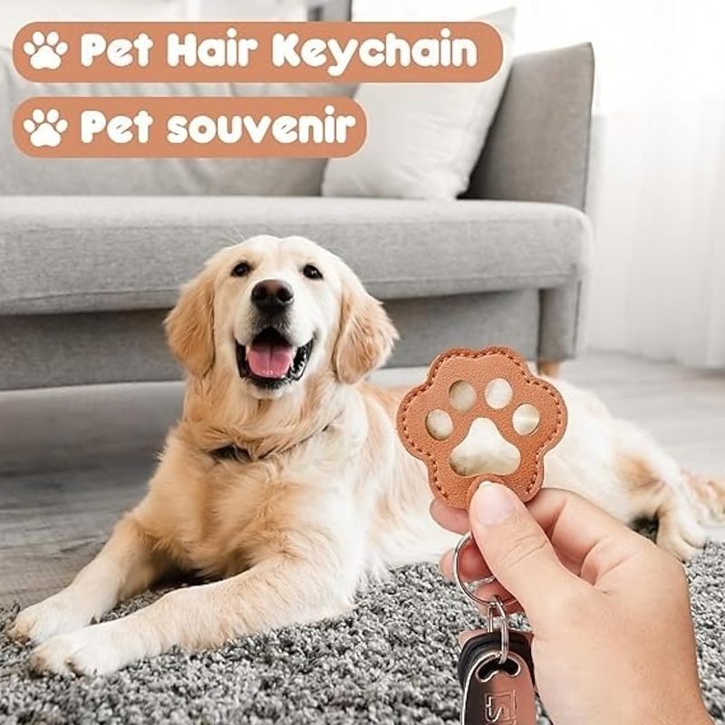 Portachiavi Commemorativo Per Animali Domestici - 5 Pezzi A Forma Di Zampa In Pelle Sintetica - Per Conservare Il Pelo Di Cani E Gatti