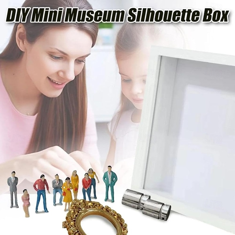 DIY mini museum silhouetdoos, schaduwdoos frame kit met gouden miniatuur museum &beeldjes, vier uw unieke herinneringen in stijl, voor een jubileum, bruiloft of verjaardag. &huisdecoratie 2026 - $29.99