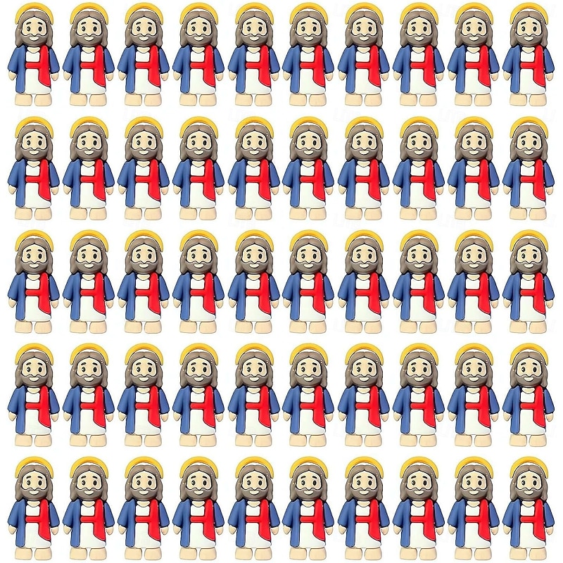 SOIMISS Mini Statuette di Gesù 10 Pezzi Set, Figure Religiose Compatte per Bomboniere Battesimo, Riempire Uova di Pasqua, Decorazioni Casa e Festa Cristiana