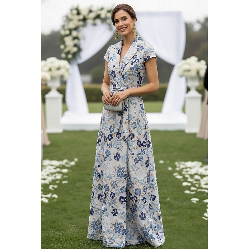 formal shirt dress for wedding A-Line Floor Length Shirt Dress Wedding Guest Dress Formal Dresses Mother of the Bride Dress 3/4 Length Sleeve Shirt Collar Elegant Wedding Formal Taffeta Stretch Satin with Slit 2026