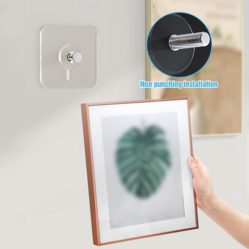 Ganchos Adhesivos Transparentes Para Pared – 20 Unidades, Sin Taladros, Soportan Hasta 5 Kg, Ideales Para Colgar Cuadros Y Espejos Sin Dañar La Pared
