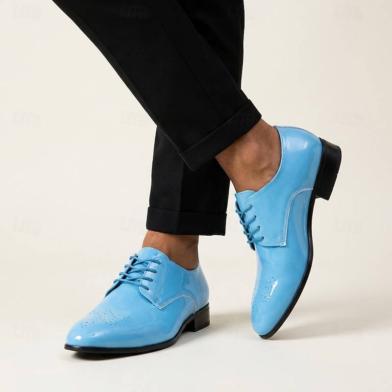 sky blue dress shoes for men Classic Derby Amalfi Coast Edition 42 Fit true to size for most but Please take a measurement of your foot length in inches from heel to toe with a measuring tape and check the size chart for the corresponding US size to avoid wrong sizing Sky Blue Dress Shoes |