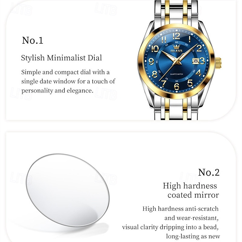 OLEVS Bicolore Orologio Donna Analogico Acciaio Inossidabile Numeri Romani Blu Orologi Impermeabile Donna Piccolo Quadrante con Data Luminoso Facile OLEVS Bicolore Orologio Donna Analogico Acciaio Inossidabile Numeri Romani Blu Orologi Impermeabile Donna Piccolo Quadrante con Data Luminoso Facile