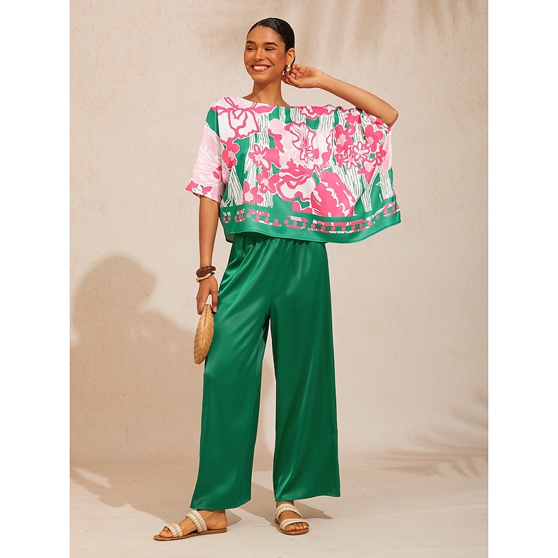 Pink Jungle Flora Silky Satin Top 2026 - CHF61