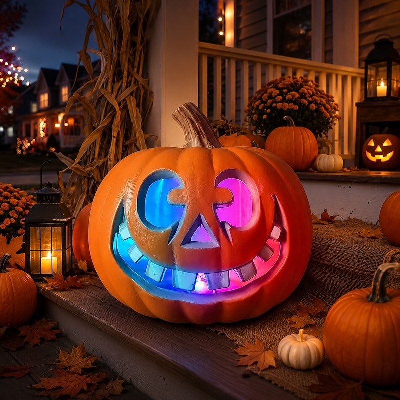 2026年 ハロウィンRGB色変更レジンジャック・オー・ランタン、不気味な