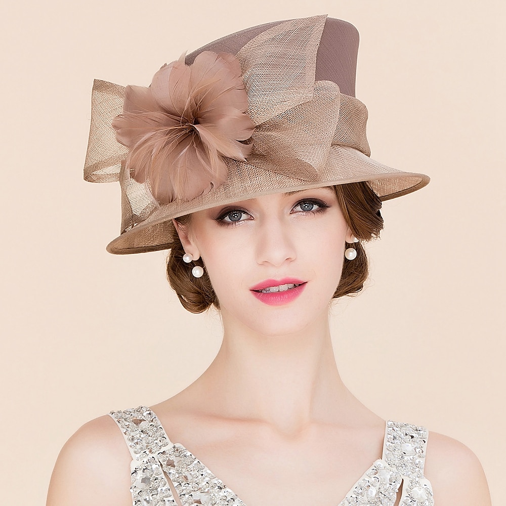 Vintage-Stil elegantamp;luxuriöse Organza-Hüte mit Schleife/Federn/Pelz/Blume 1 Stück Kentucky Derby/Pferderennen/Damen-Tages-Kopfbedeckungskleid zum Beeindrucken 2024 Lightinthebox