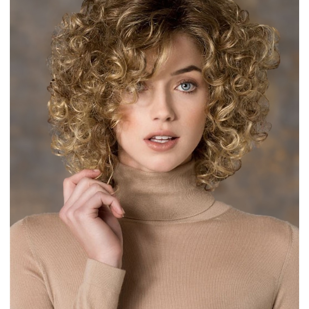 blonde perücken für frauen synthetische perücke lockig lockig seitenteil perücke blonde kurze blonde synthetische haare damenmode blond Lightinthebox