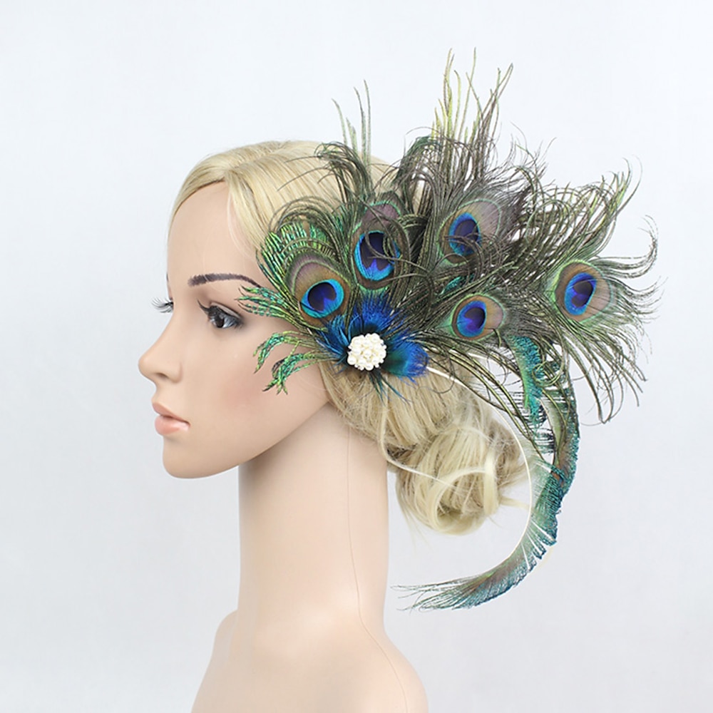 Fascinators Kentucky Derby Hut Blumen Kopfbedeckung Haarspange Strass Feder Herbsthochzeit Melbourne Cup Cocktail Royal Astcot Vintage 1920er Jahre Der große Gatsby mit floralem Kopfschmuck Lightinthebox