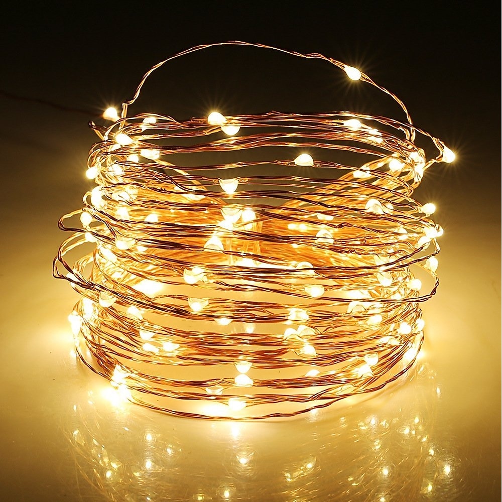 10m Lichtsets Lichterkette 100 LEDs 1 set Warmes Weiß Weiß Weihnachtshochzeitsdekoration Batterien angetrieben Lightinthebox