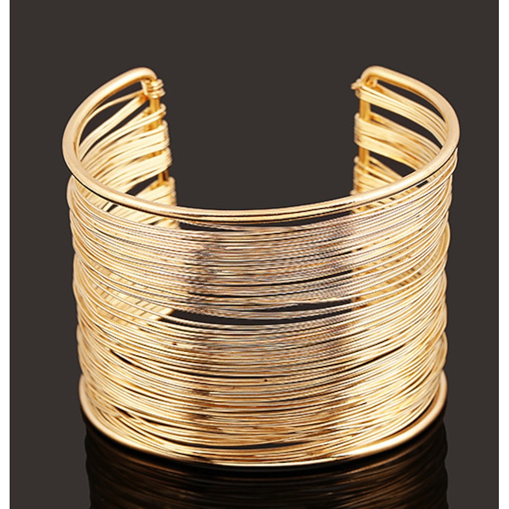 Damen Manschetten-Armbänder Breites Armband Mehrlagig Einfach Modisch Europäisch Aleación Armband Schmuck Silber / Gold Für Alltag Lightinthebox