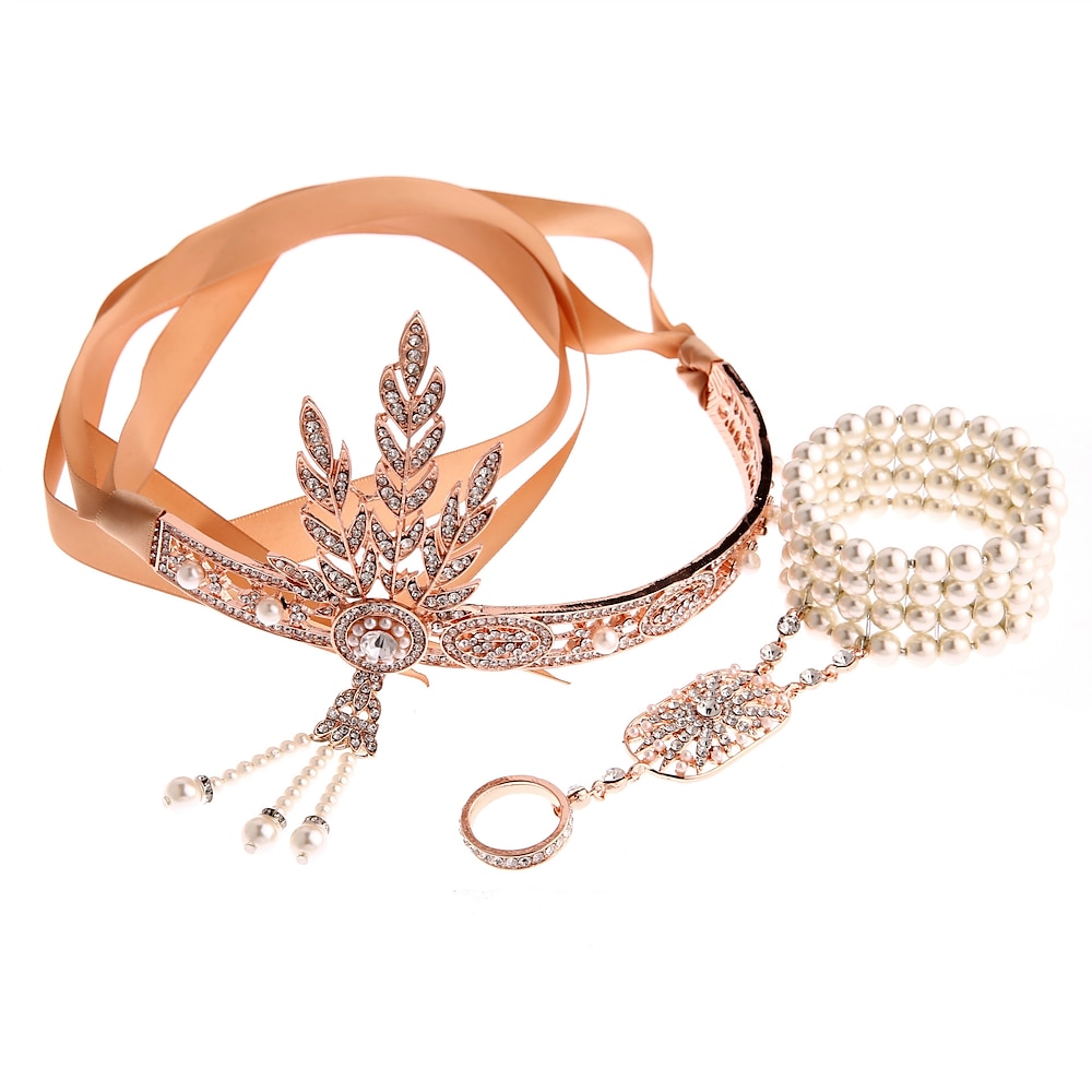 Vintage Art déco / Retro Brüllen 20s Flapper Stirnband Zubehör-Set Kopfbedeckung Sklavenarmband Der große Gatsby Charleston Damen Blatt Krone Weihnachten Halloween Karneval Party Maskerade Abiball Lightinthebox