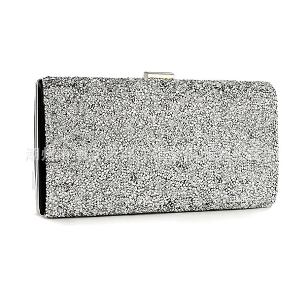 Silberne Glitzer-Clutch für Damen, elegante Abendtasche mit Metallrahmen - ideal für Hochzeiten, Partys und formelle Anlässe Lightinthebox