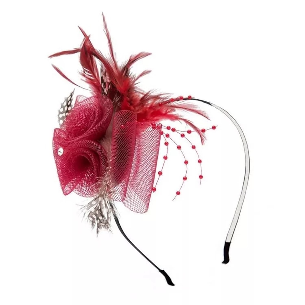 Fascinators Kentucky Derby Hut Federn / Netzstirnbänder / Blumen mit Feder / Spitzenseite 1 Stück Kopfschmuck für Herbsthochzeit / Pferderennen Lightinthebox