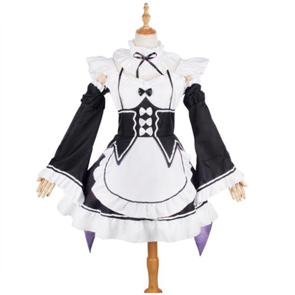 Inspiriert von Re: Null Start Leben in einer anderen Welt kara hajimeru isekai seikatsu Prinzessin Dienstmädchenuniform Rem Anime Cosplay Kostüme Japanisch Cosplay-Anzüge Spitze Langarm Krawatte Lightinthebox